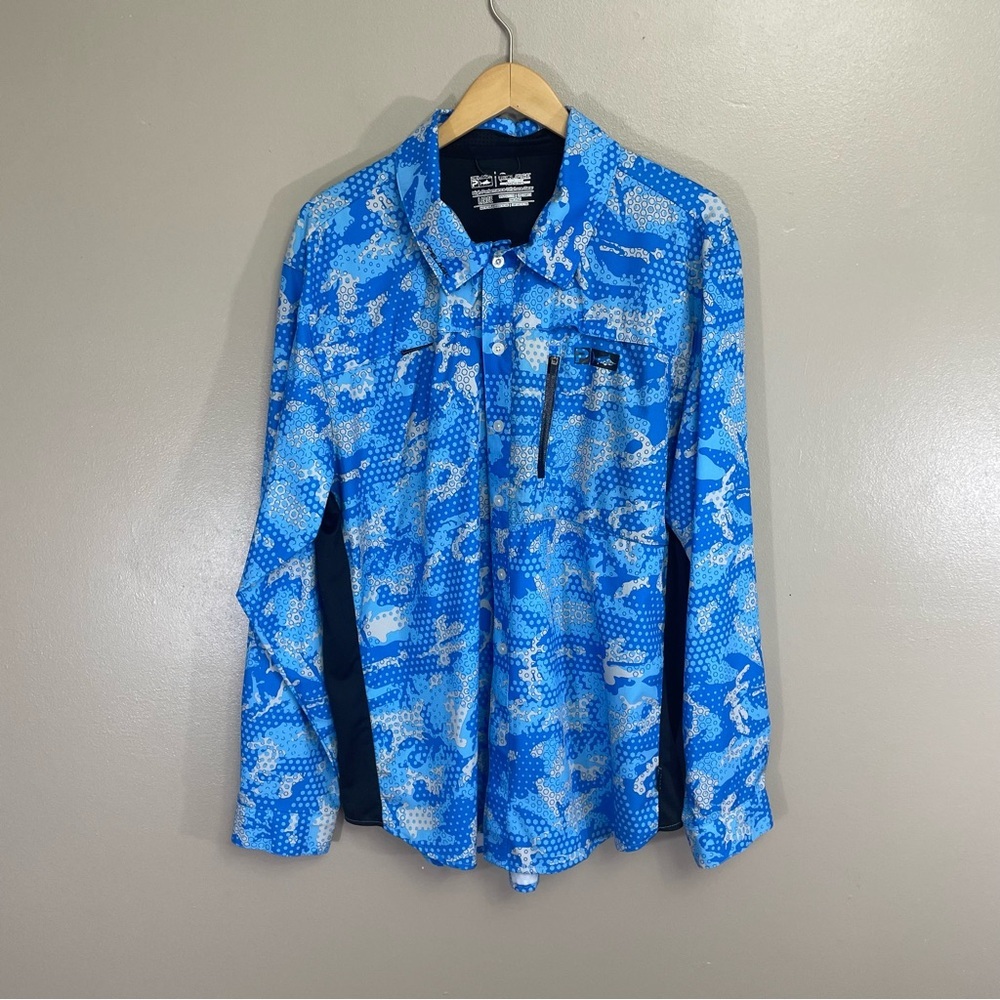 Pelagic Eclipse Guide Pro Performance Large Long Sleeve Shirt Blue fishing